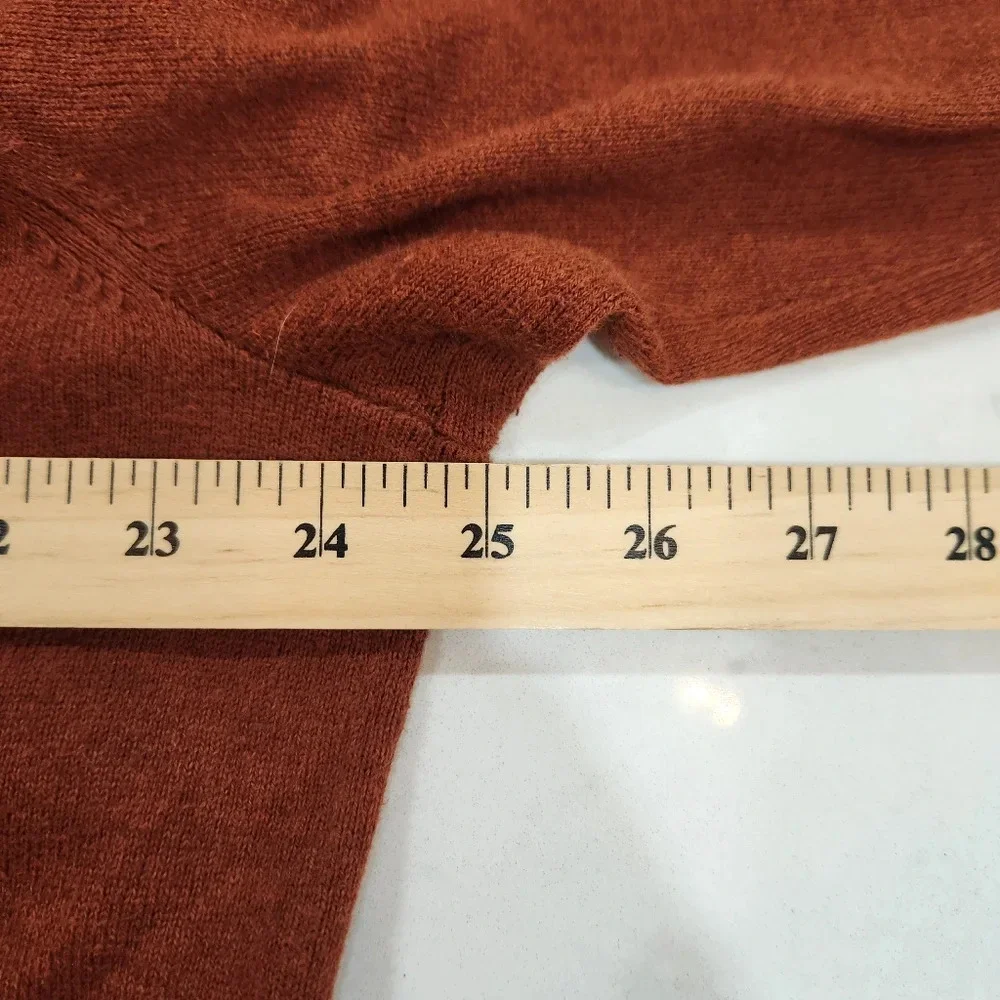 Eddie Bauer Sweater Mens TL Rust Red V Neck Cotton Cashmere Vintage Knit - Picture 8 of 11